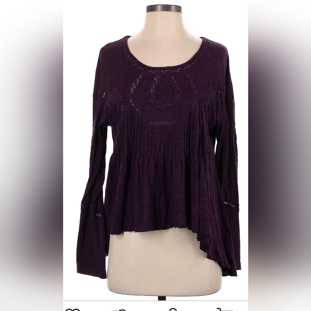 Free People Long Sleeve Loose Babydoll Flowy Lace Shirt Free People S/M